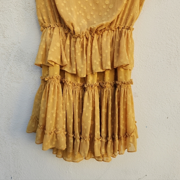 MISA Los Angeles Lilian Saffron Ruffle Clip Dot Mini Dress - Picture 6 of 12